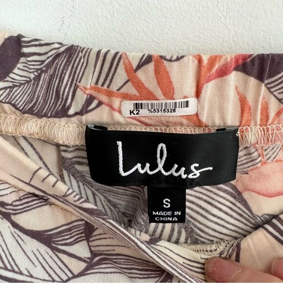 Lulu’s Sun-Drenched Daydream Beige Floral Print Off-the-Shoulder Dress Small - Picture 8 of 14